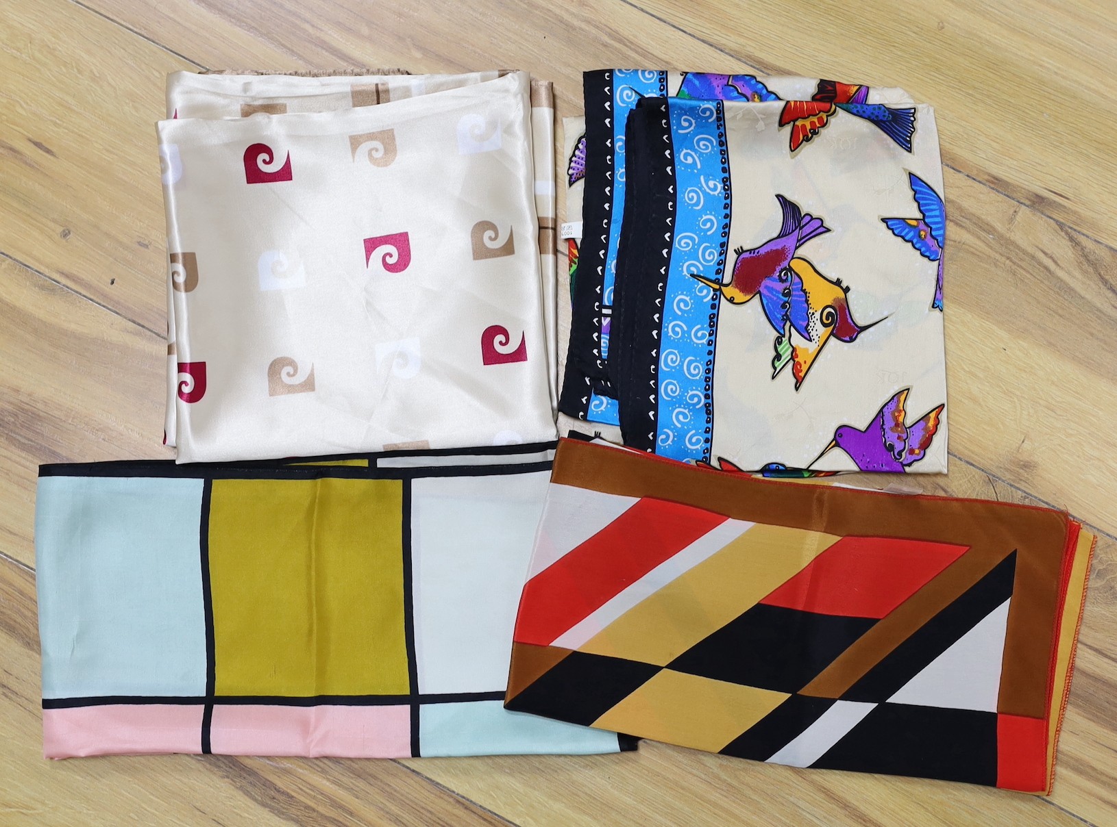 A selection of women's silk scarves, to include Celine, Nina Ricci, Pierre Cardin and others